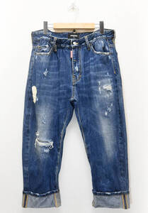 R235★良品 DSQUARED2 ディースクエアード2 Big Deans brother jean ダメージ加工 ワイヤー入り クロップド デニム パンツ 46 イタリア製