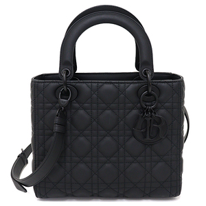 ディオール Lady Dior バッグ ミディアム カナージュ ウルトラマット カーフスキン M0565SLOI_M989 ブラック 【中古】Aランク