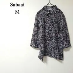 Sabaai 【M】 トップス シャツ ブラウス 長袖 カジュアル 総柄 大人