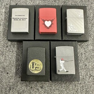 H033-NG8-167 ▲ Zippo ジッポー オイルライター 5点セット キング牧師 ハート 野球 US 他 喫煙具 5点火花あり