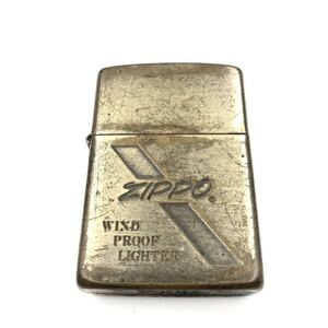 ZIPPO ジッポー　オイルライター　WIND PROOF LIGHTER ロゴ　ゴールド金具　F 火花確認済み