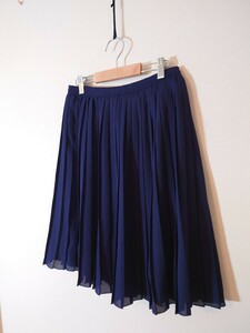 ユニクロ シフォンプリーツスカート Mサイズ ミディスカート ミディアムスカート ネイビー フレアスカート