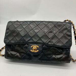 希少 美品 CHANEL シャネル マトラッセ ココマーク チェーンショルダーバッグ エナメル パテントレザー ブラック