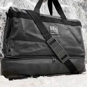 1円〜【美品 大容量】ダンヒル dunhill レザー ボストンバッグ 2way メンズ ビジネス トラベル 旅行 本革 ショルダー ブラック 黒 革ロゴ