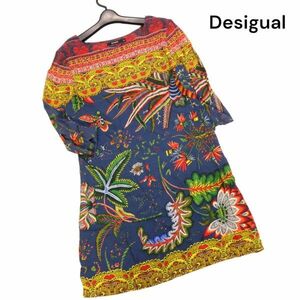 Desigual デシグアル 春夏 総柄デザイン♪ 7分袖 チュニック ワンピース Sz.40　レディース　K4T00158_2#D