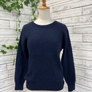 特価！Pure cashmere IENA セーター S-M相当 紺 レディース 柔らか ニット シンプル オフィス カジュアル かしみあ イエナ ■12-107y