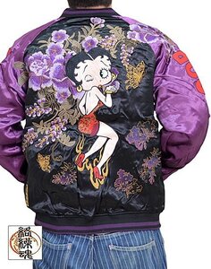 BETTY BOOP×絡繰魂 BETTY蝶乱舞スカジャン◆絡繰魂 B色 XXLサイズ 223026 和柄 和風 ベティーちゃん リバーシブル