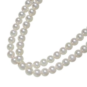 ミキモト MIKIMOTO パール一連 ロングネックレス 8.0～9.0mm 105cm K18WG あこや真珠 ジュエリー 中古