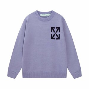 OFF-WHITE ニット セーター レッドハート刺繍 男女兼用 長袖 セーター トップス 秋冬 Lサイズ