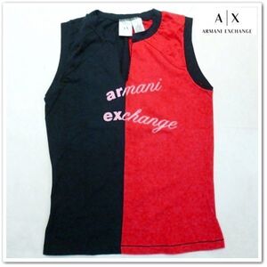 アルマーニエクスチェンジ　レディース　タンクトップ　バイカラー　Vネック　ARMANI EXCHANGE　AX　インポート　トップス　アメリカ　赤 S