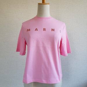 【新品・未使用】MARNI KIDS グリッターロゴ コットンTシャツ　14Y　ピンク　M01027M00NE