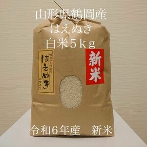 農家直送！令和６年産　はえぬき　山形県庄内産　白米５ｋｇ　新米