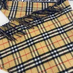 美品 BURBERRY バーバリー チェック フリンジ 三角ストール F836