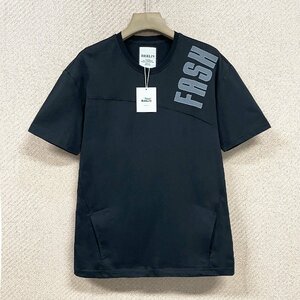 高級ヨーロッパ製※定価2万◆ブルガリア発※RISELIN 半袖Tシャツ 綿100％ 通気 速乾 英字 刺繍 トップス カッコイイ スウェット XL/50