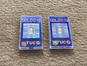 GOLD K24 純金　インゴット　0.1g ゴールドバー 　2枚セット　　TUC　ケース入り　金 