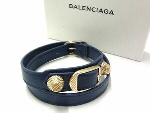 ■新品■未使用■ BALENCIAGA バレンシアガ レザー ブレスレット バングル チョーカー アクセサリー ブルー系 AL2072