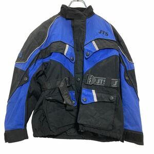 JTGS ジップアップ モーターサイクルジャケット キッズ 2XL 160～ ブラック ブルー レーシング 古着卸 アメリカ仕入 a610-7372