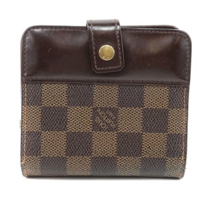 LOUIS VUITTON ルイ・ヴィトン コンパクト・ジップ N61668 CA0094 二つ折り財布 ダミエキャンバス 茶 レディース【52080585】中古