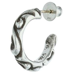 クロムハーツ Chrome Hearts HOOP SCROOL 1/スクロールフープ シルバーピアス 中古 OM10