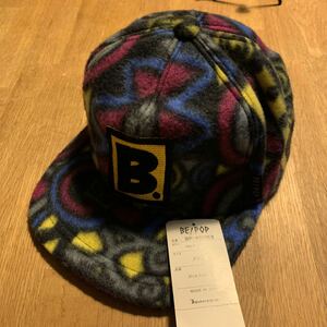 美品デッドストック【 BE!POP 】DEADSTOCK 90s 80s ビンテージ 日本製 BE-POP フリース キャップ オールド CAP 帽子 総柄 幾何学 ワッペン