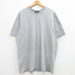 XL/古着 エディーバウアー 半袖 ビンテージ Tシャツ メンズ 00s 無地 Vネック グレー 霜降り 24feb22 中古