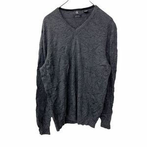 Calvin Klein ニットセーター XLサイズ カルバンクライン ビッグサイズ 薄手 ダークグレー 古着卸 アメリカ仕入 t2205-3034