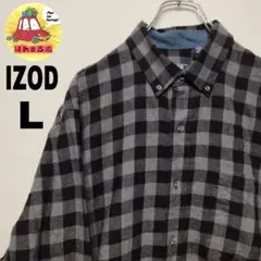 usa古着 IZOD ネルシャツ　L グレー　ブラック　チェック