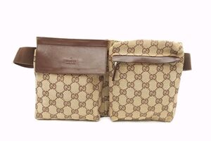 1円〜 グッチ ウエストポーチ ベルトバッグ ボディバッグ 28566 GGキャンバス Unisex ベージュ GUCCI 1048h