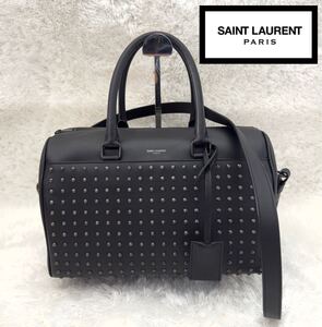 ☆美品☆SAINT LAURENT サンローラン ダッフル バッグ 2way ショルダーバッグ ハンドバッグ スタッズ ブラック