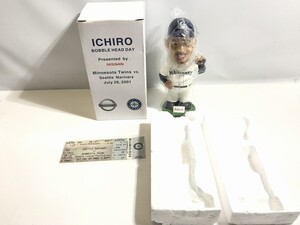 未使用 自宅保管品 イチロー ボブルヘッド マリナーズ ICHIOR BOBBLE HEAD DAY NISSAN 2001.7.28 チケット付き 現状品 1129-01