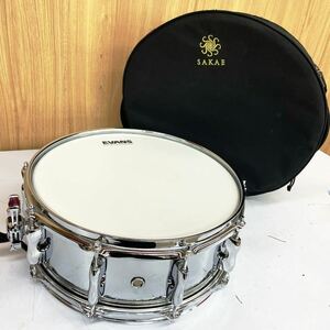 【O-1】 SAKAE SDM1455ST Steel Shell Snare Drum スネアドラム 14×5.5 スティール 打楽器 サカエ 一部僅かな凹み有り 2219-5