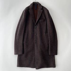 【美品】HARRIS WHARF LONDON size/46 (kb) ハリスワーフロンドン ウール チェスターコート グレー ブラウン イタリア製 COAT