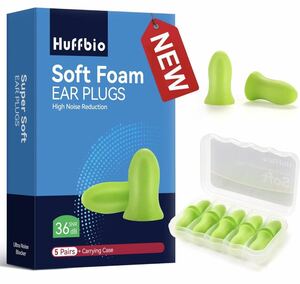 HUFFBIO革命的な耳栓 睡眠用、ソフトフォーム、5ペア、-36dB、 2023新しいノイズキャンセリングデザイン