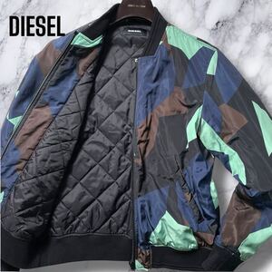 希少XL相当!!!極美品!!! DIESEL フライトジャケット ボンバー MA-1 ダウン キルティング 中綿 カモフラ柄 迷彩 アウター ディーゼル メンズ