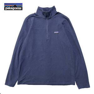 USA 古着 patagonia パタゴニア アウトドア ハーフジップ フリースシャツ ネイビー メンズM フリースジャケット 中古 AA0291 