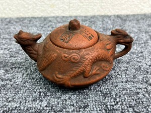 ⑬ 中国古玩 急須 詳細不明 朱泥 鳳凰口龍取手 茶道具 茶器 中国美術 骨董 A07