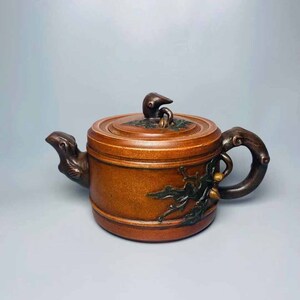 TQC#4446 【3.1】人間国宝 中国骨董 紫砂壺【汪寅仙紫砂壺】磁器 工芸品 陶芸 精美彫 置物 收藏品 伝世家珍