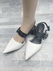 ◇ CHARLES & KEITH チャールズ＆キース バックストラップ ヒール パンプス サイズ35 ホワイト ブラック レディース P