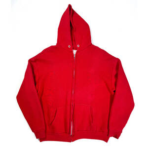 ビッグサイズ USA製1960~70s VINTAGE Full zip Hoodie XL Red ヴィンテージフルジップフーディー パーカー 裏地サーマル アルミジップ 赤