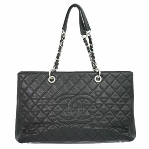 本物 シャネル CHANEL ココマーク マトラッセ GST チェーン トートバッグ ショルダーバッグ キャビアスキン レザー ブラック