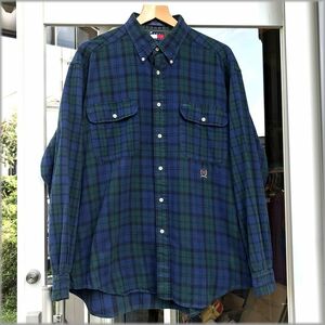 ★トミーヒルフィガー　90s　長袖　ボタンダウンシャツ　size L★ブラックウォッチ