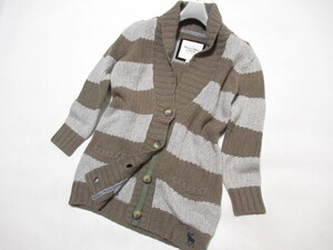 【美品】 Abercrombie&Fitch アバークロンビー＆フィッチ ショールカラー ボーダー ニット カーディガン size M アバクロ