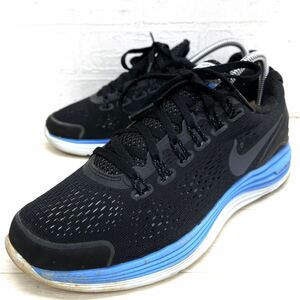 1591◎ NIKE ナイキ LUNARGLIDE4 靴 ランニング シューズ スニーカー ローカット レースアップ ブラック ブルー レディース23.5