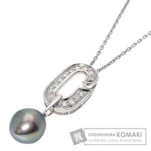 MIKIMOTO ミキモト 南洋ブラックパール 真珠 ダイヤモンド ネックレス K14ホワイトゴールド レディース 中古