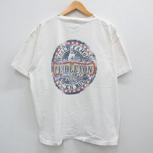 XL/古着 半袖 ビンテージ Tシャツ メンズ 00s ペンドルトン 大きいサイズ コットン クルーネック 白 ホワイト 24aug09 中古