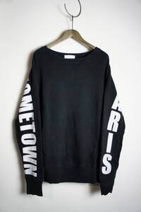 正規 Faith Connexion フェイスコネクション Paris Crew Sweat プリント スウェット シャツ トレーナー X3341J00019 黒 S 本物 1012O★1