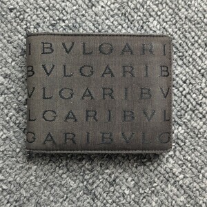 ブルガリ 二つ折り財布 ロゴマニア 茶 キャンバス BVLGARI 本革 カードケース 札入れ メンズ財布 ウォレット ブラウン系 グレー系