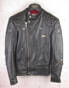 MFJ18442 Lewis Leathers ルイスレザー 445 スーパーモンザ 青羽 666期 ライダースジャケット イングランド製 32 美品 ブラック系