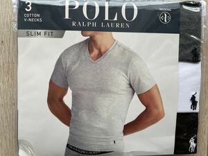 Polo by Ralph Lauren Tシャツ スリムフィット Vネック 3枚組 US Sサイズ ポロ ラルフ ローレン 3色半袖