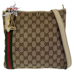 GUCCI グッチ シェリーライン ベージュ ホワイト ゴールド金具 GGキャンバス 144388 斜め掛け ショルダーバッグ レディース 407291